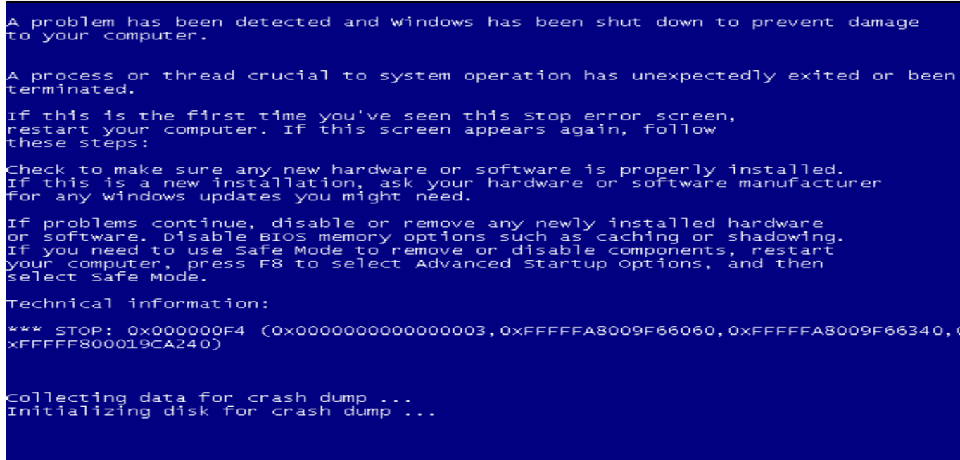 синий экран на Windows XP