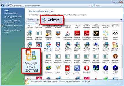 удалить Microsoft Office 2007