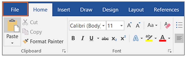 Меню Файл в Microsoft Word 2021